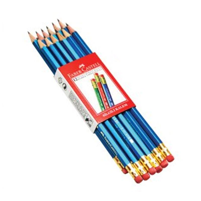 Faber Castell Silgili Kurşun Kalem 12'li Mavi