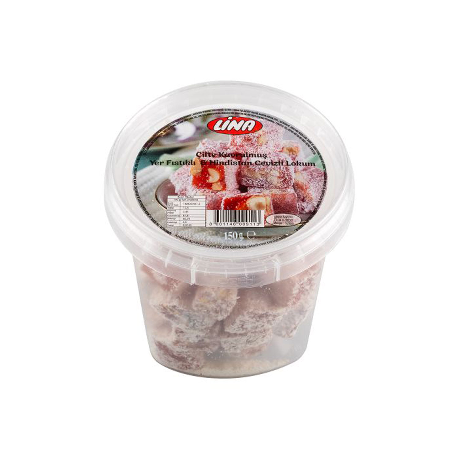 Lina Çifte Kavrulmuş Yer Fıstıklı ve Hindistan Cevizli Lokum 150 Gr