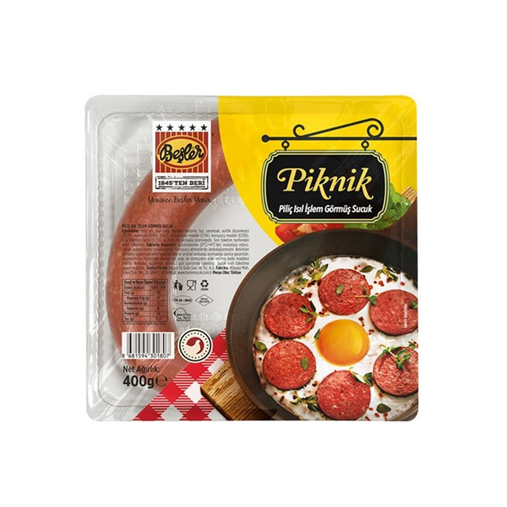 Beşler Piknik Piliç Sucuk Isıl İşlem Görmüş 400 gr