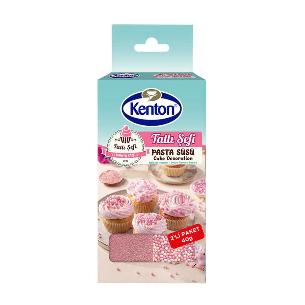 Kenton Pasta Süsü Kristal Pembe & Draje Pembe 2'li Paket 40 Gr