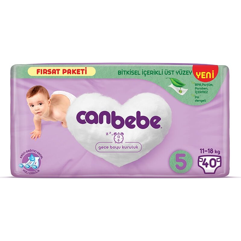 Canbebe 5 Numara Junior 40 lı Bebek Bezi 11-18 Kg