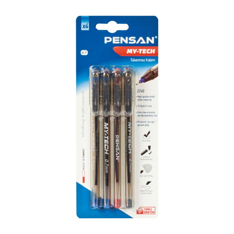 Pensan My-tech Renkli 4'lü Tükenmez Kalem Seti