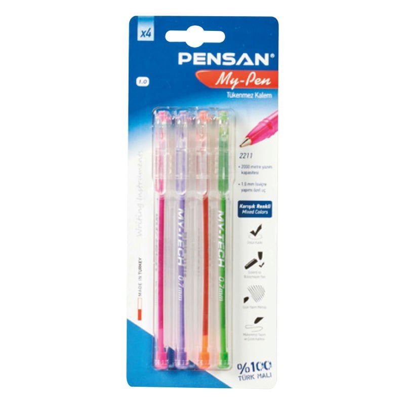 Pensan My Tech Renkli Tükenmez Kalem 4 Renk