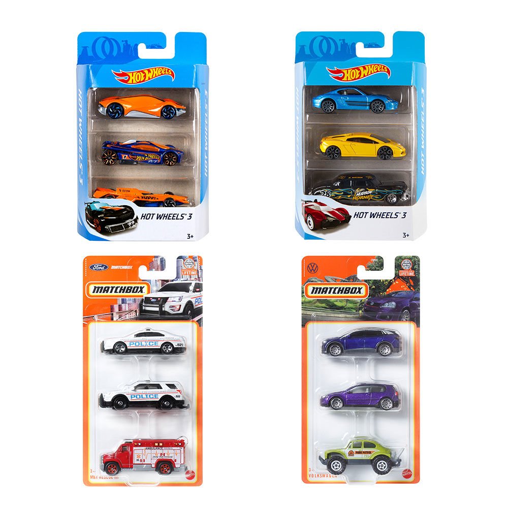 Hot Wheels - Matchbox 3'lü Metal Oyuncak Araba