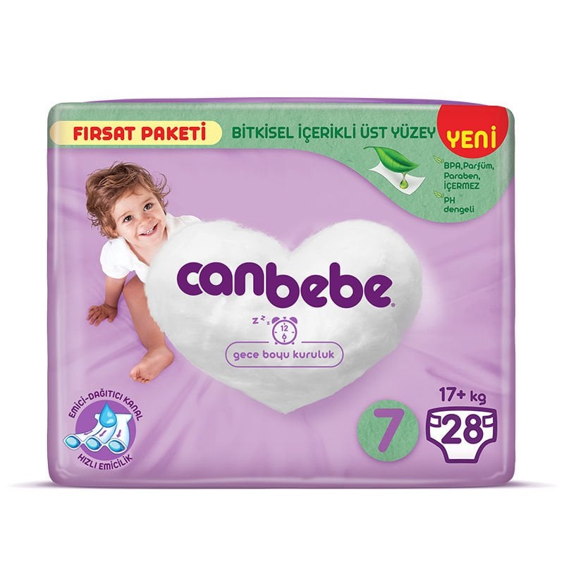 Canbebe 7 Numara 28'li Bebek Bezi 17+ Kg