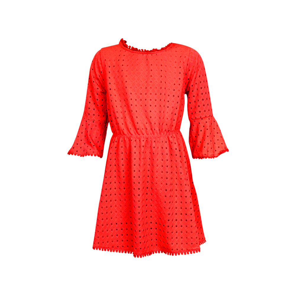 Alpego Kız Çocuk Uzun Kollu Elbise Kırmızı