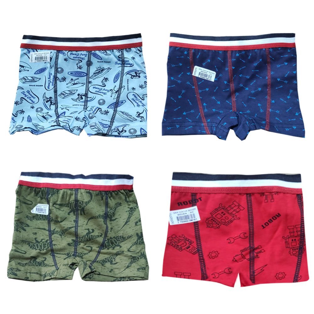 Exen Desenli Erkek Çocuk Boxer Lacivert - 10-11 Yaş
