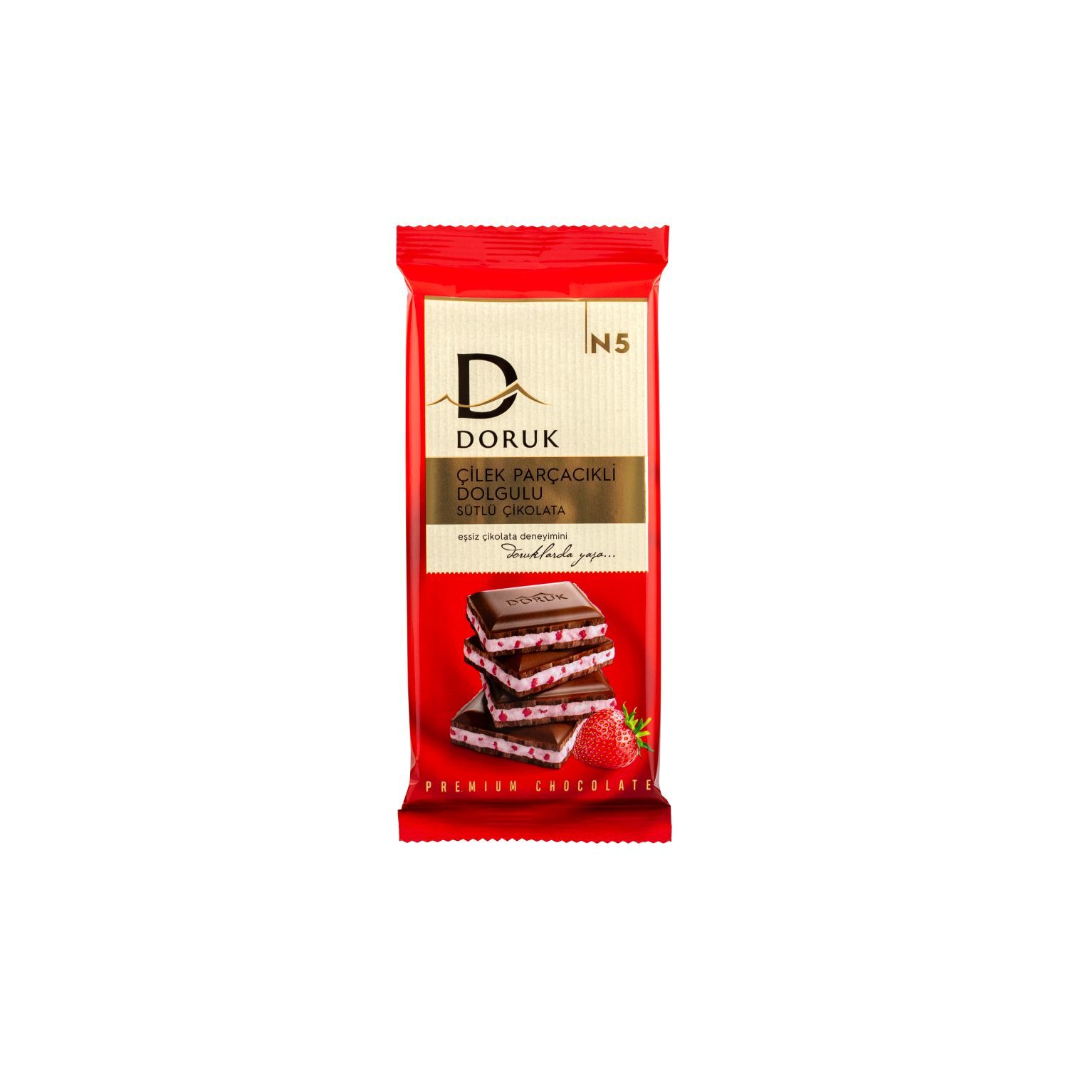 Doruk Çilek Parçacıklı Dolgulu Sütlü Çikolata 95 Gr
