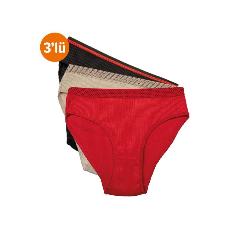 Serenti Kaşkorse Bikini Slip 3' lü L Asorti