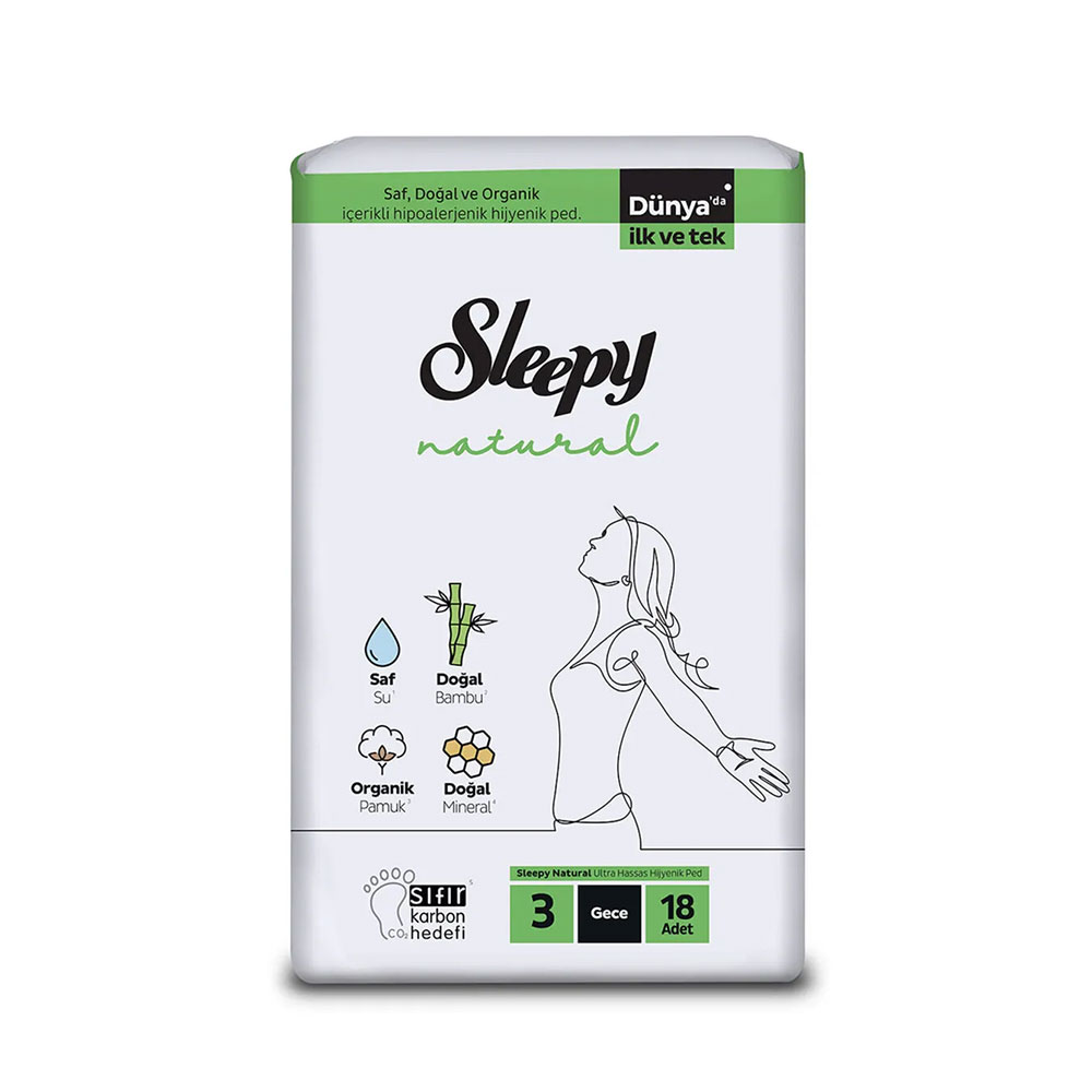 Sleepy Natural Ultra Hassas Hijyenik Ped Gece 18'li