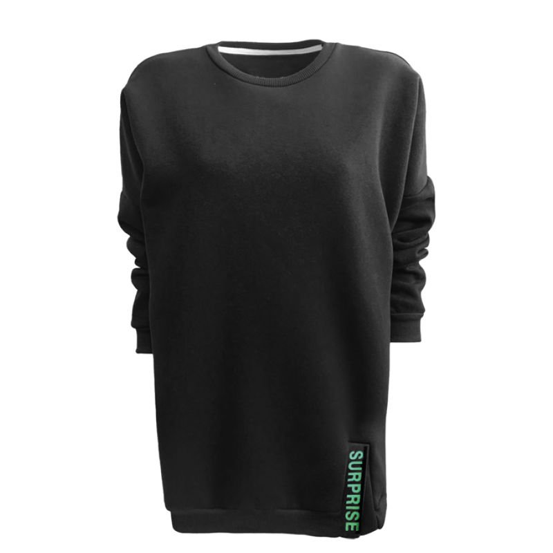 Cotton Nice Kadın Sıfır Yaka Sweat Tunik Siyah - S-M