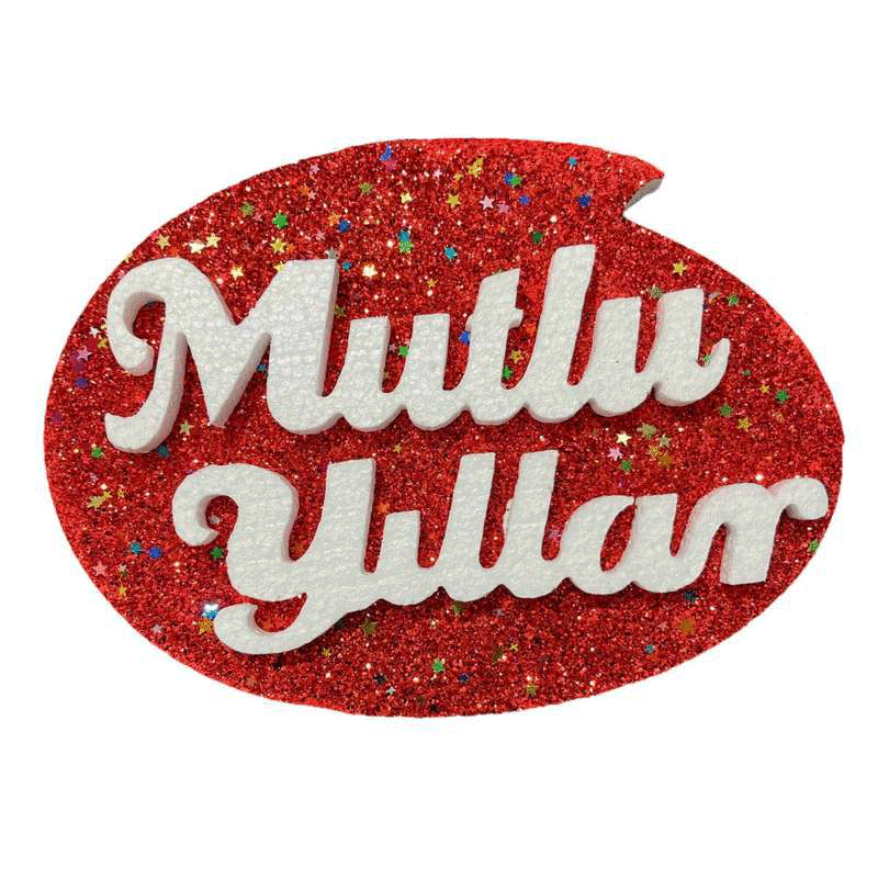 Yılbaşı Süsü Küçük Boy Mutlu Yıllar Kırmızı