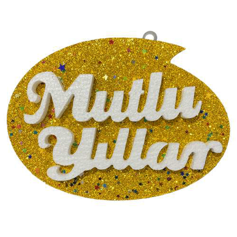 Yılbaşı Süsü Küçük Boy Mutlu Yıllar Sarı
