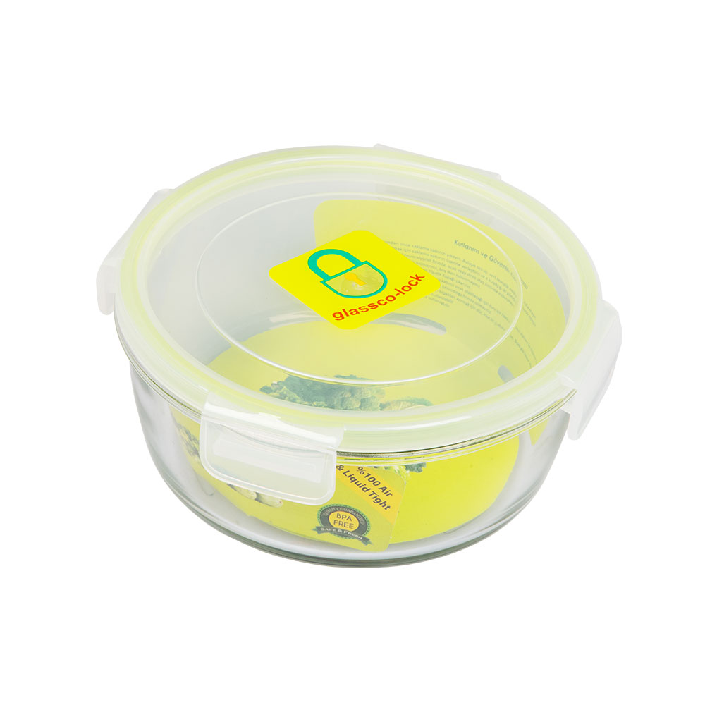 Glassco Kilitli Cam Saklama Kabı Yuvarlak