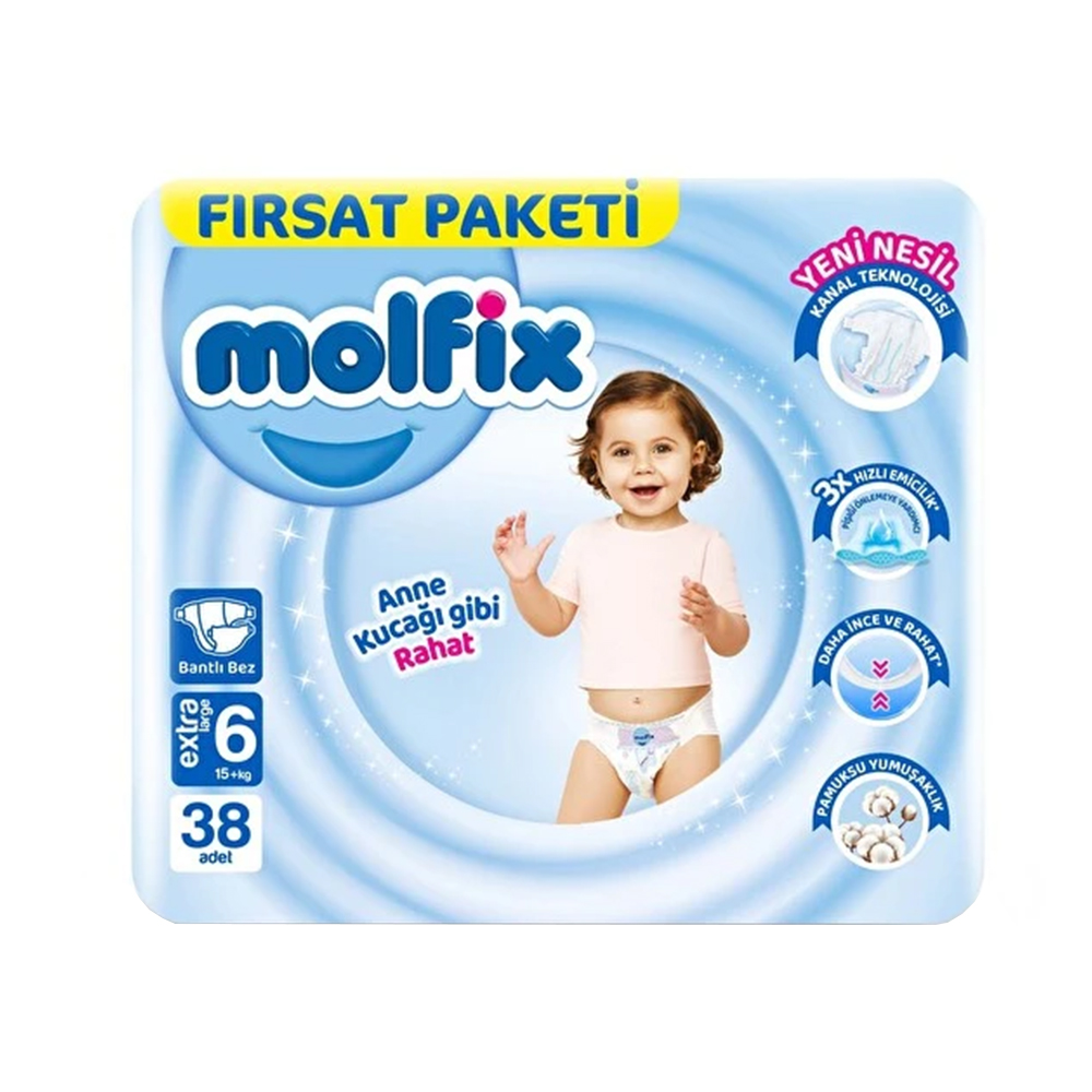 Molfix 3D 6 Beden Extra Large Bebek Bezi 38'li