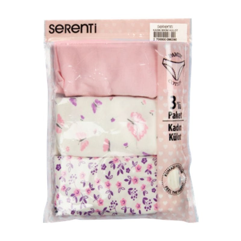 Serenti Kadın Slip Bikini 3'lü Çeşit 1 - S/M