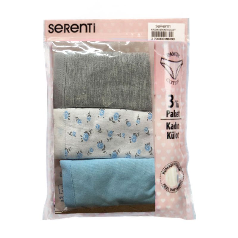 Serenti Kadın Slip Bikini 3'lü Çeşit 3 - S/M