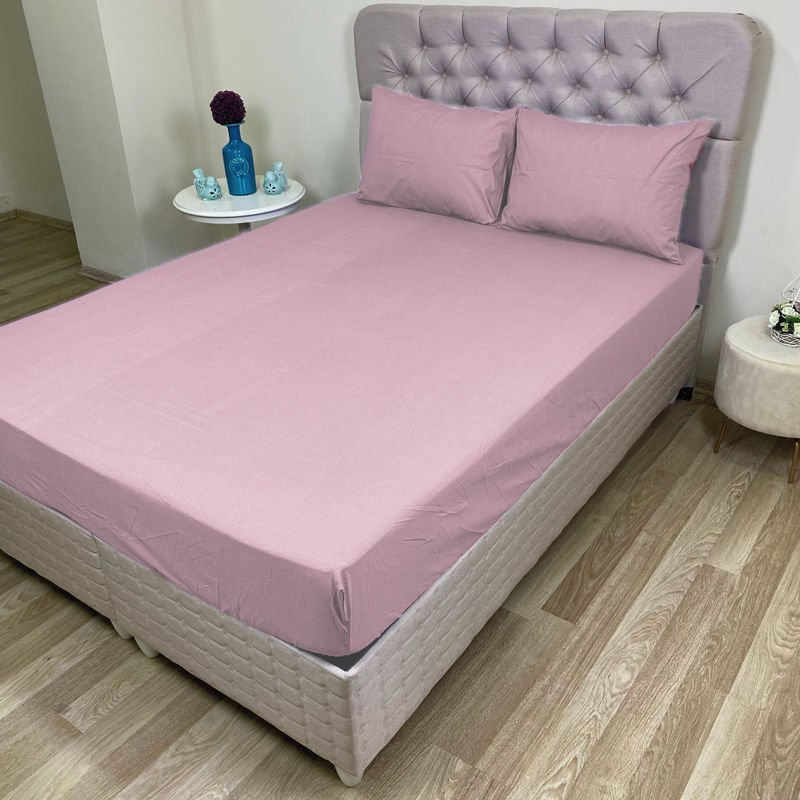 Pamukça Home  Çift Kişilik Lastikli Çarşaf 160x200 Açık Pembe