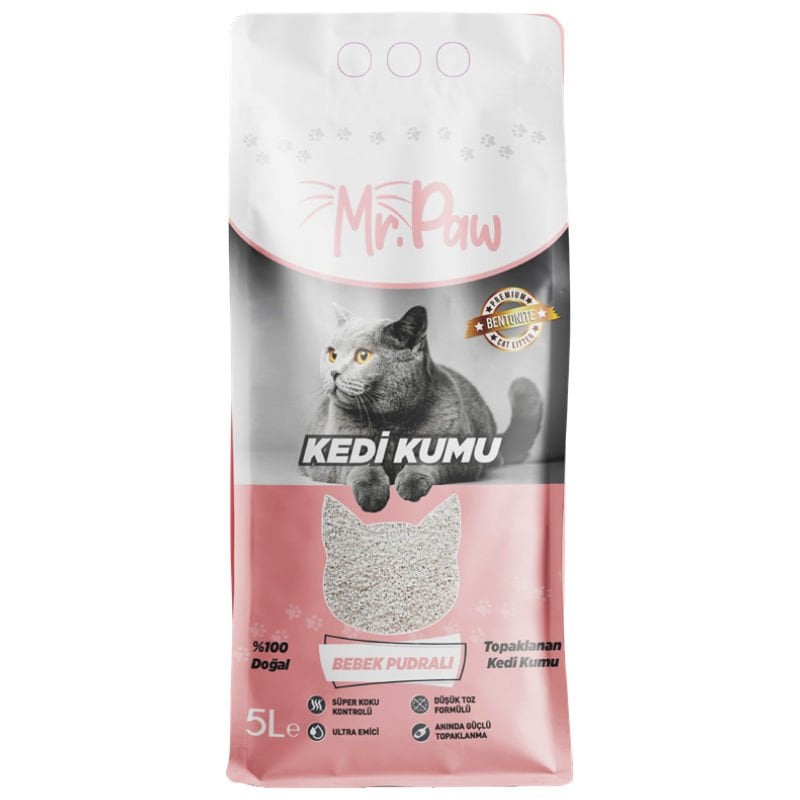 Mr. Paw Bebek Pudralı Kedi Kumu 5 Lt