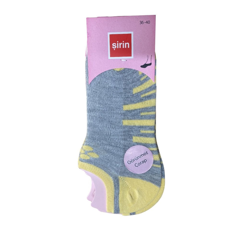 Şirin Görünmez Kadın Çorap 4027 Gri - Sarı