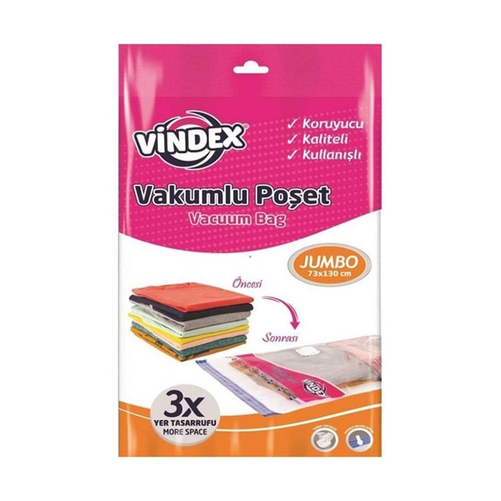 Vindex Vakumlu Giyisi Yastık Yorgan Saklama Torbası Poşeti Hurç Jumbo 73x130 Cm