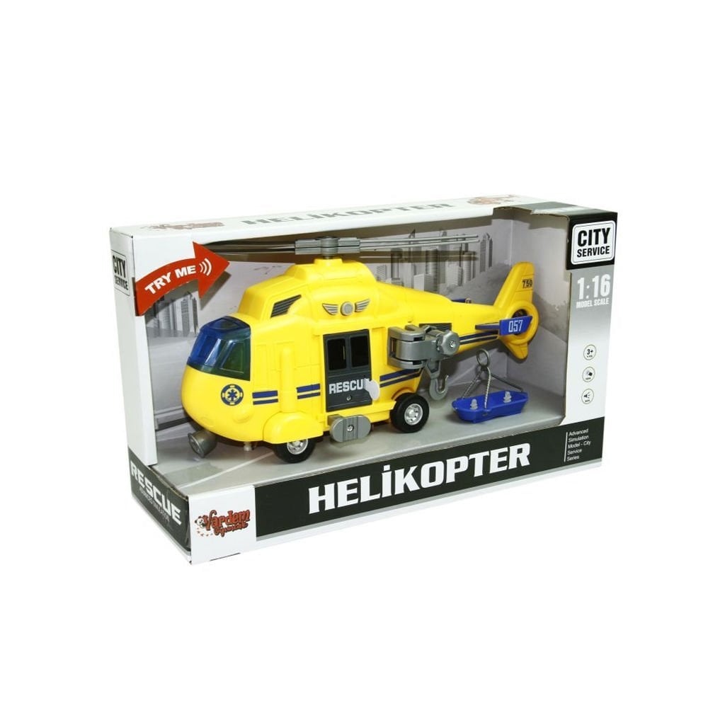 Vardem 1:16 Sürtmeli Sesli Işıklı Oyuncak Helikopter Sarı