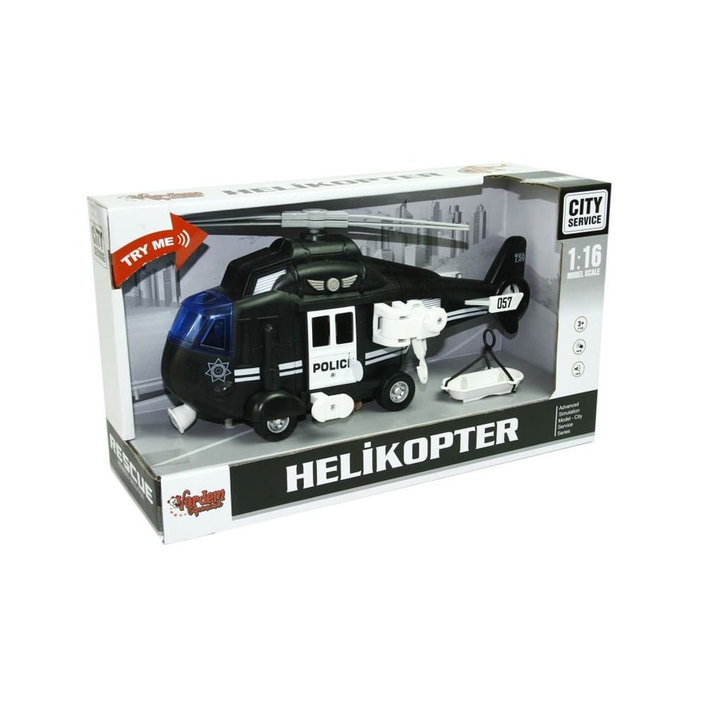 Vardem 1:16 Sürtmeli Sesli Işıklı Oyuncak Helikopter Siyah