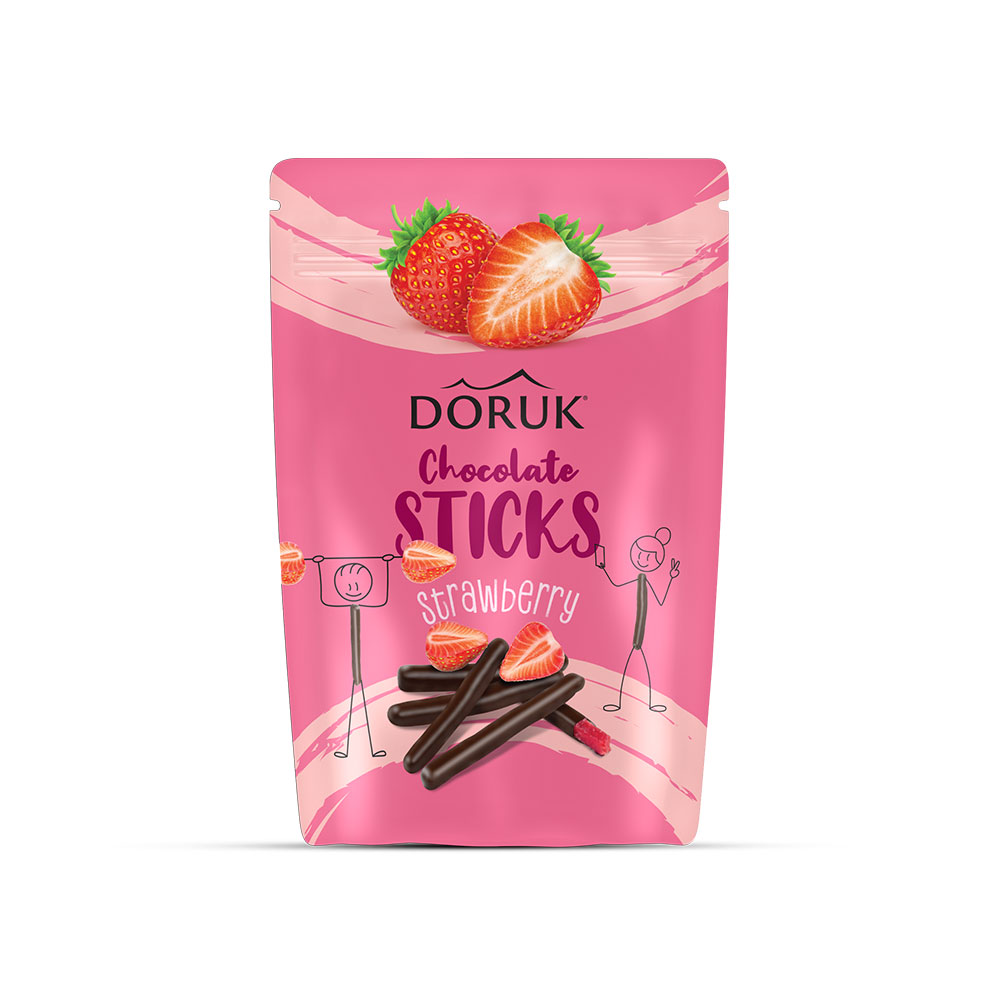 Doruk Bitter Çikolatalı Çilek Çubukları 100 Gr