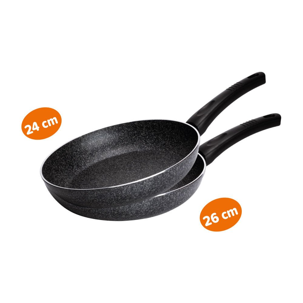 Cem Efsun 2'li Tava Seti - Siyah - 24 cm + 26 cm