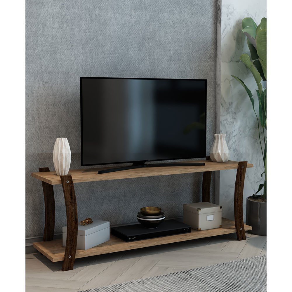 Lova Çam Ahşap Raflı Tv Ünitesi 120x30 Cm