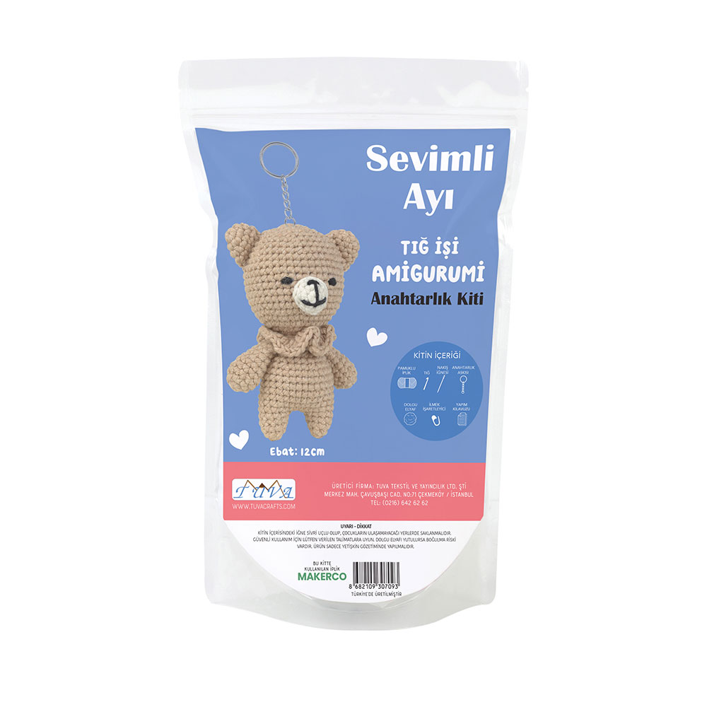 Tuva Tığ İşi Amigurumi Anahtarlık Kiti Sevimli Ayı