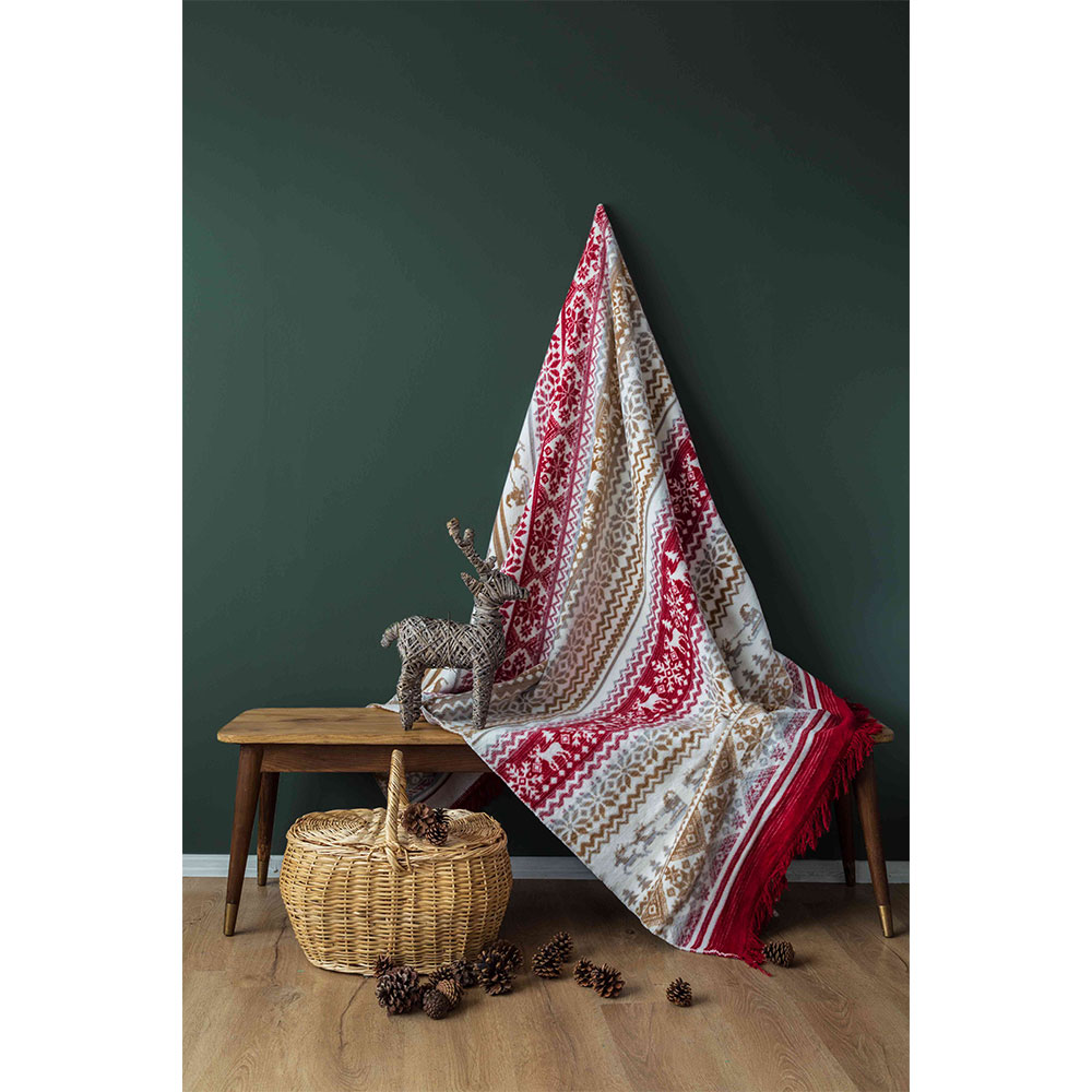 Pamukça Home Yılbaşı Temalı TV Battaniye - Beyaz 130x170 Cm