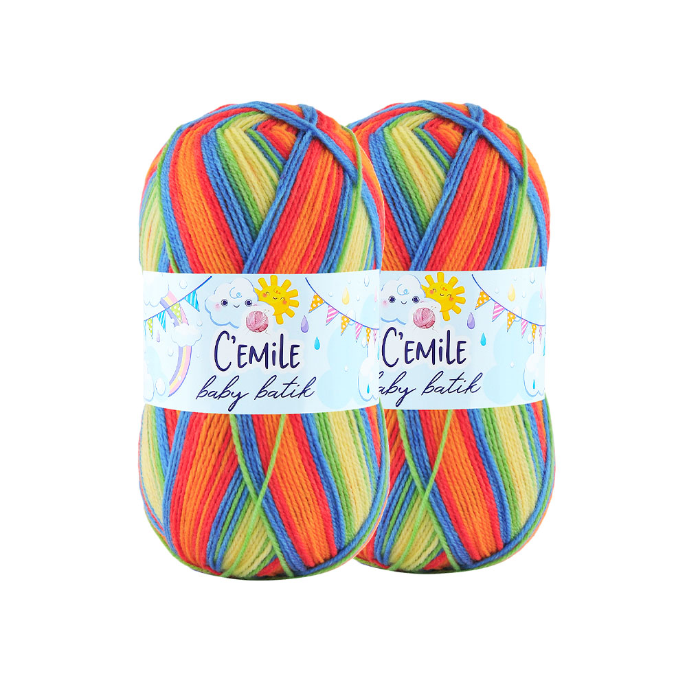 C'emile Baby Batik Yumak İp 2'li - Canlı Renkler