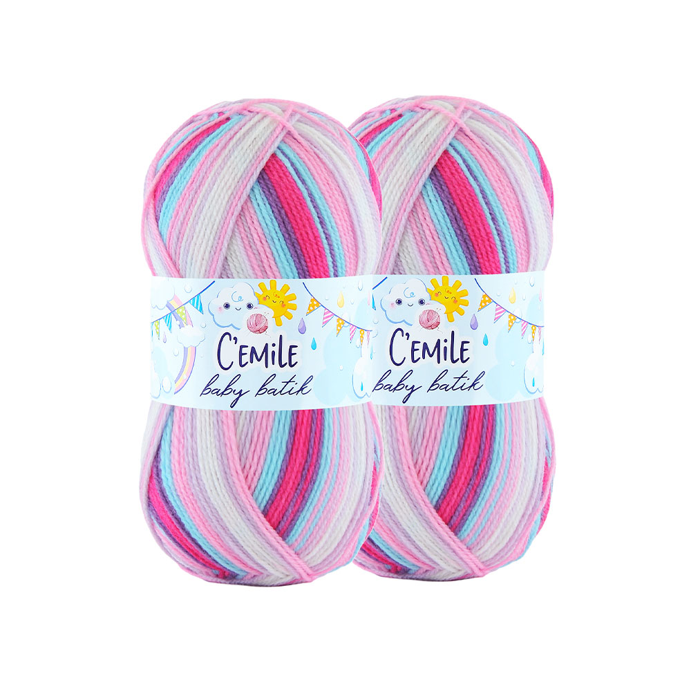 C'emile Baby Batik Yumak İp 2'li - Pembe Mix