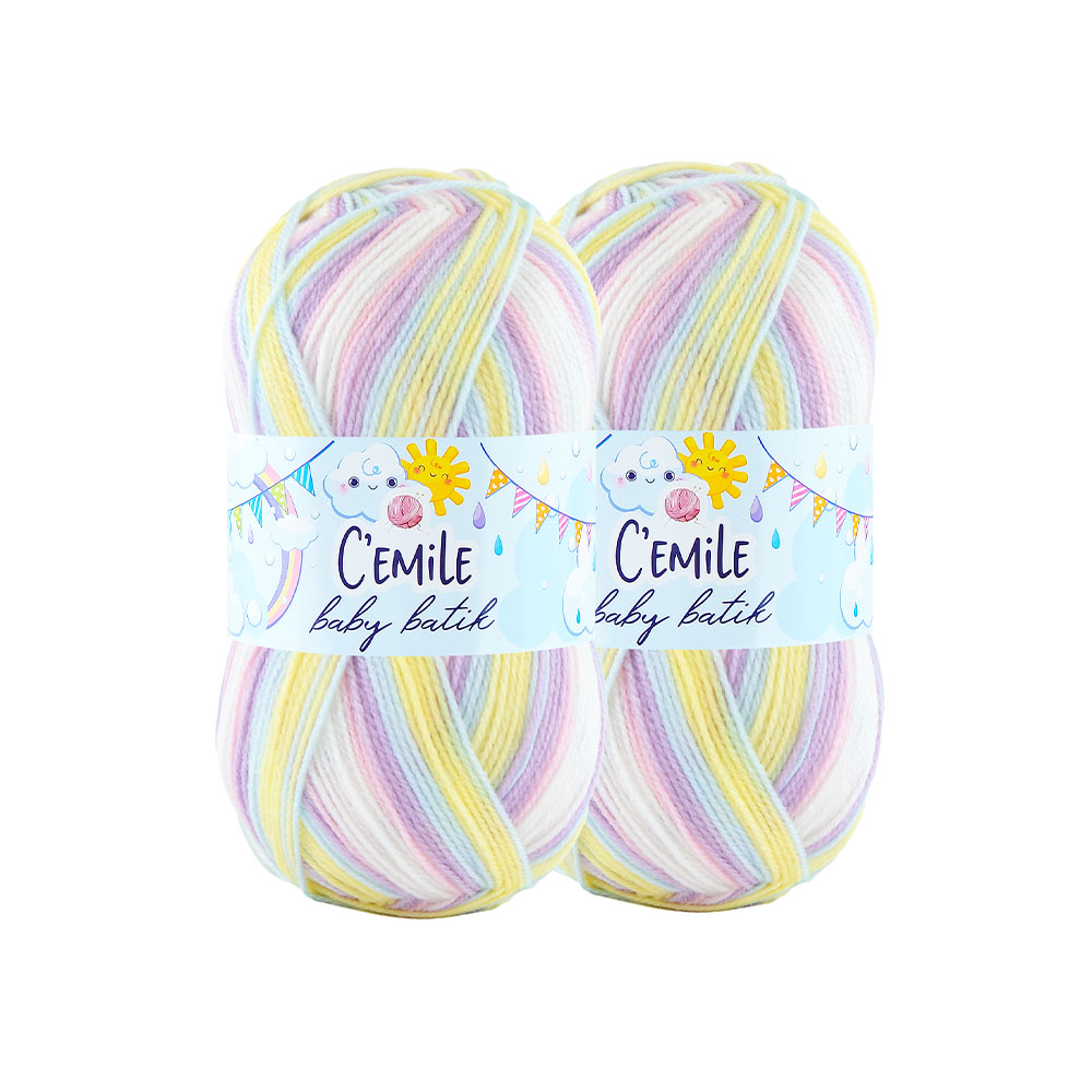 C'emile Baby Batik Yumak İp 2'li - Pastel Tonlar