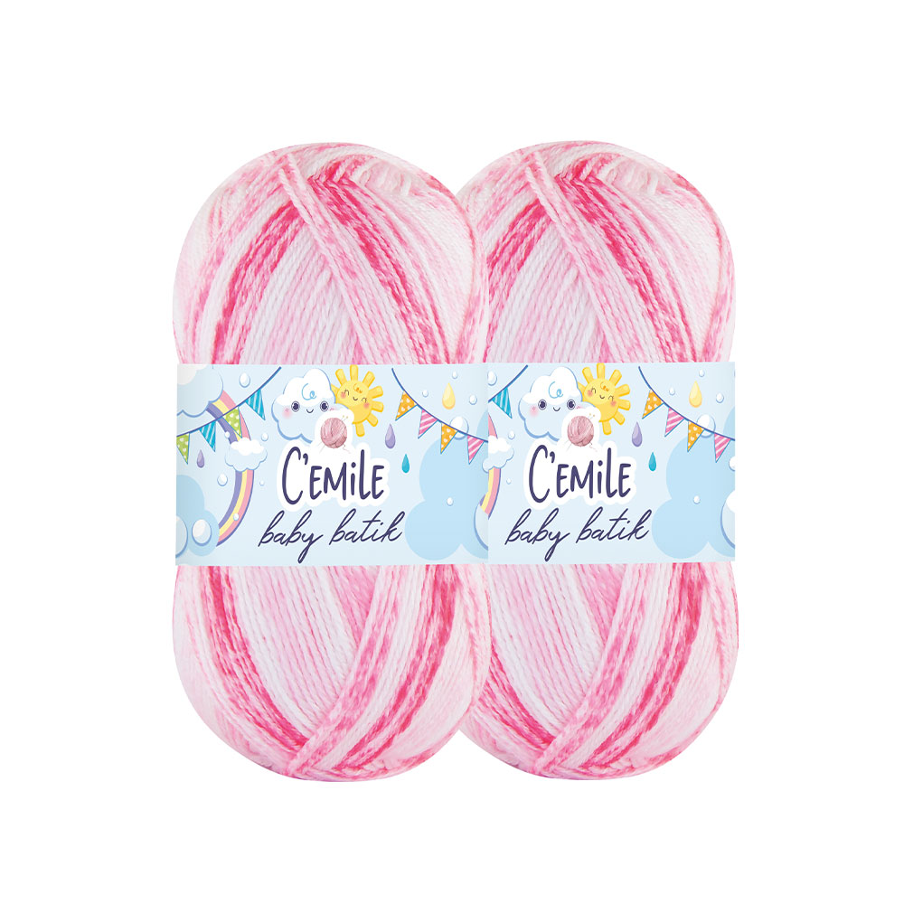 C'emile Baby Batik Yumak İp 2'li - Pembe Beyaz