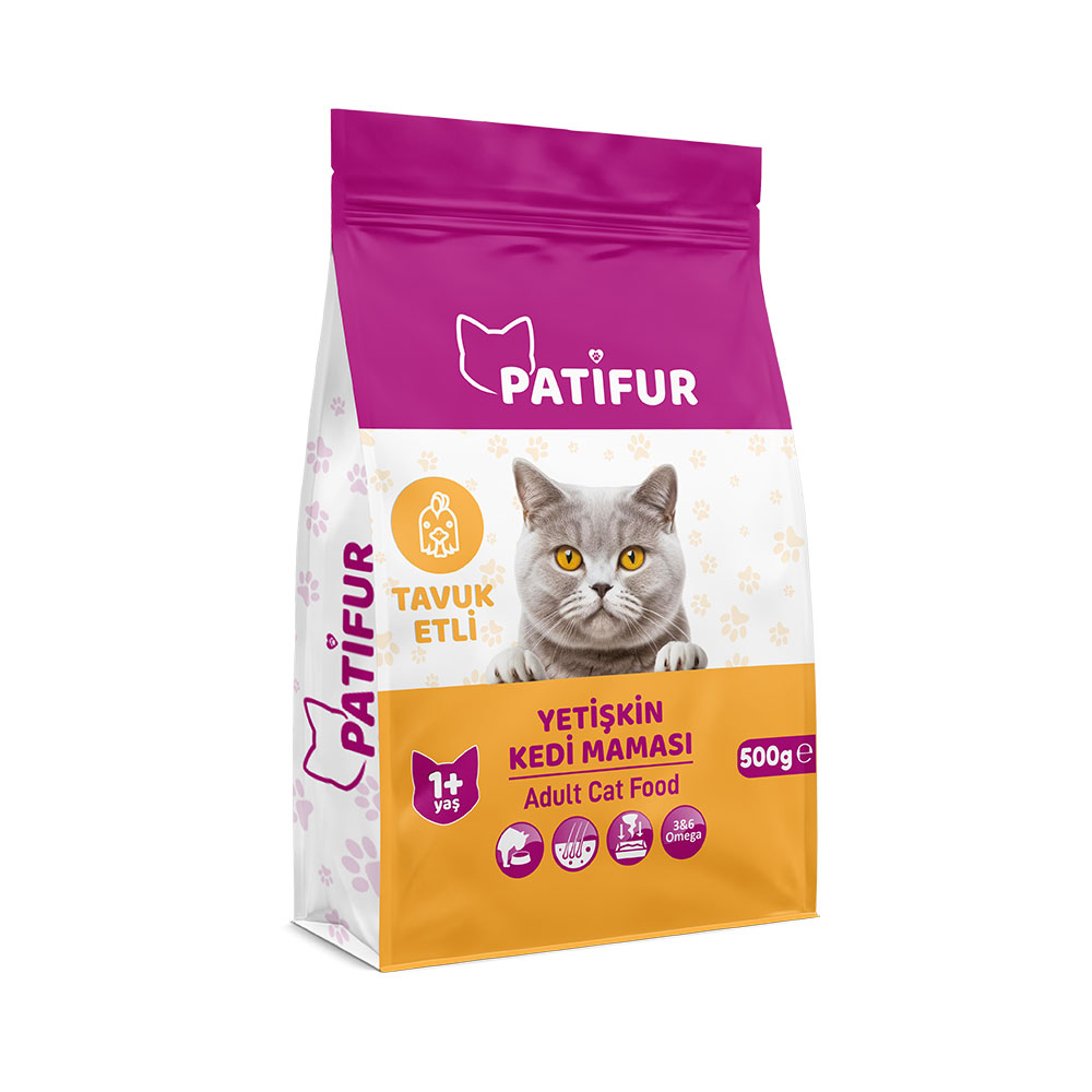 Patifur Tavuk Etli Yetişkin Kedi Maması 500 Gr