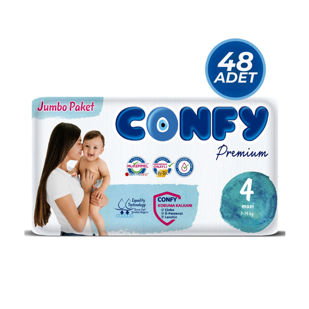 Confy Premium 4 Beden Maxi Jumbo Paket Bebek Bezi