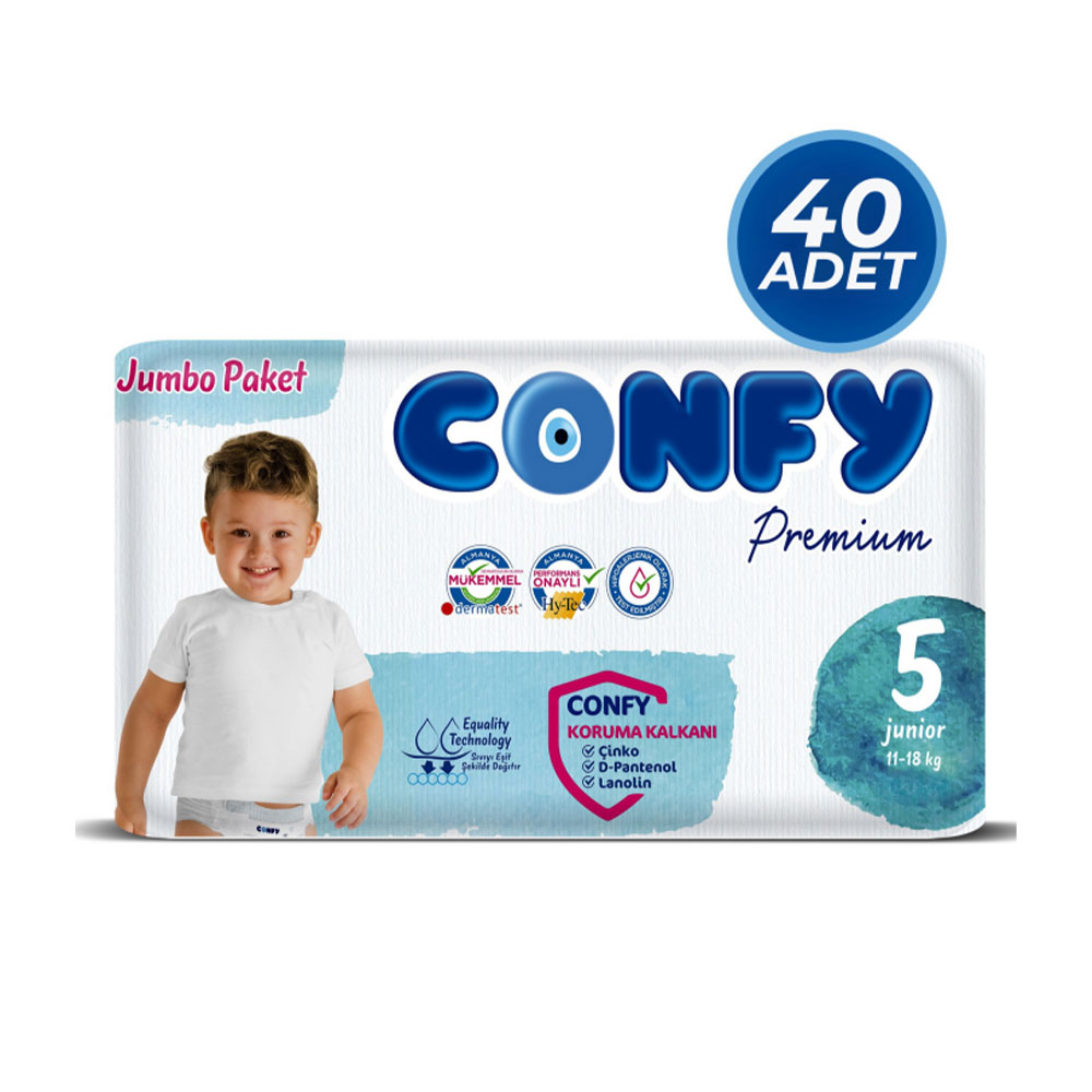 Confy Premium 5 Numara Bebek Bezi Junior 11-18 Kg 40 Adet