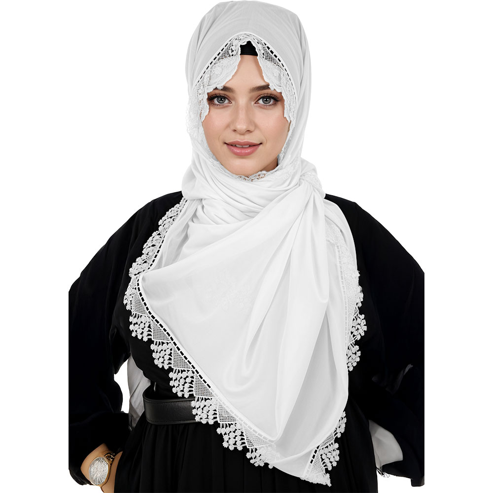 İpekçe İğne Oyası Namaz Örtüsü - Beyaz