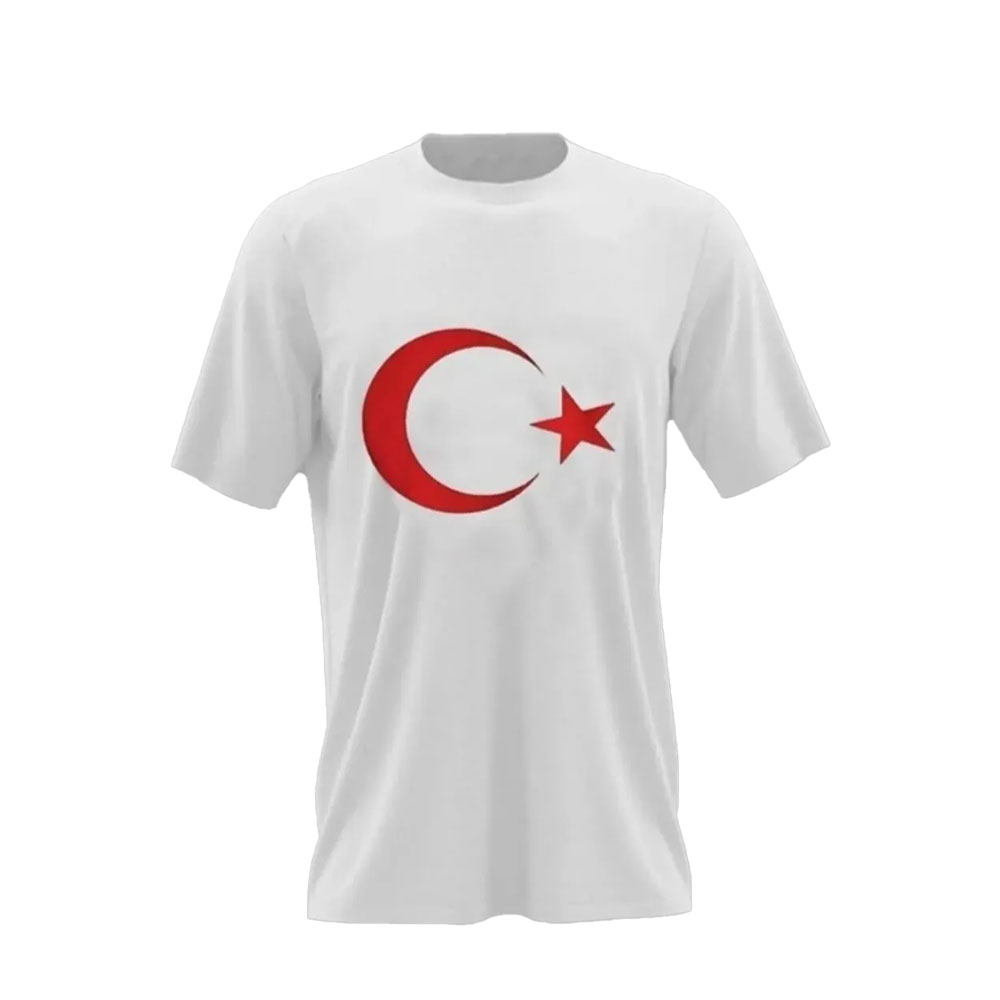 Türk Bayraklı Çocuk Tişört - Beyaz