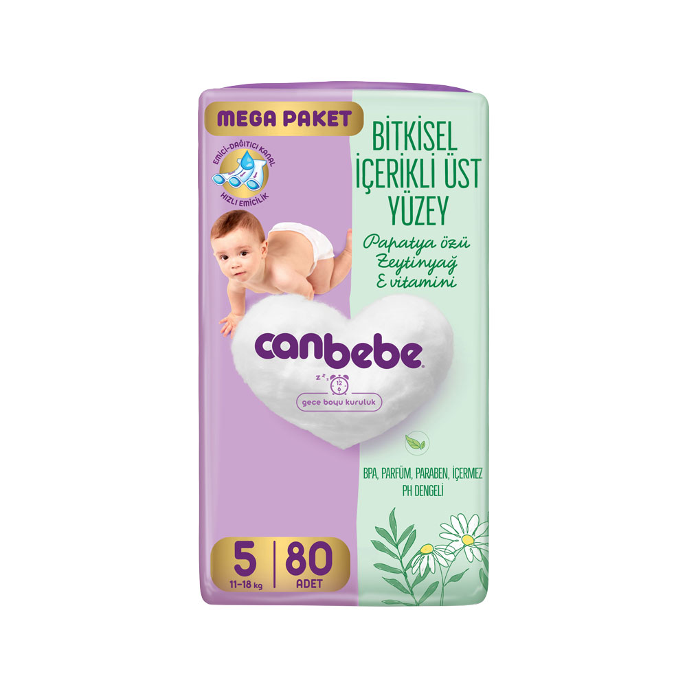 Canbebe Bebek Bezi Mega Paket Junior 5 Beden 80'li 11-18kg