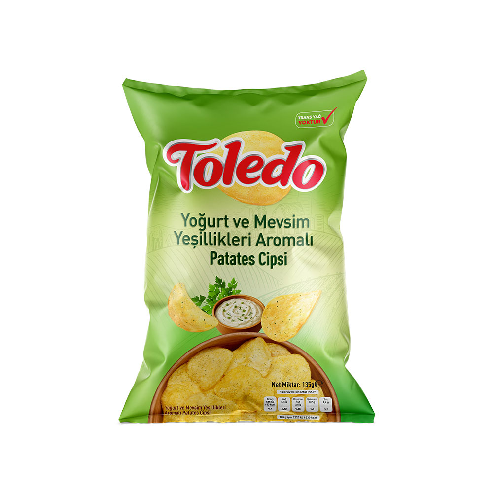 Toledo Yoğurt ve Mevsim Yeşillikleri Aromalı Patates Cipsi 135 Gr