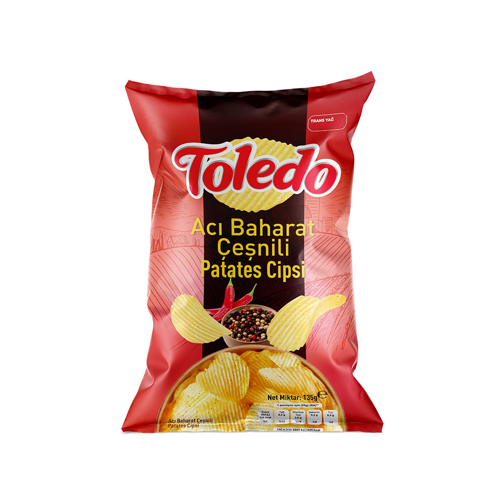 Toledo Acı Baharat Çeşnili Patates Cipsi 135 Gr