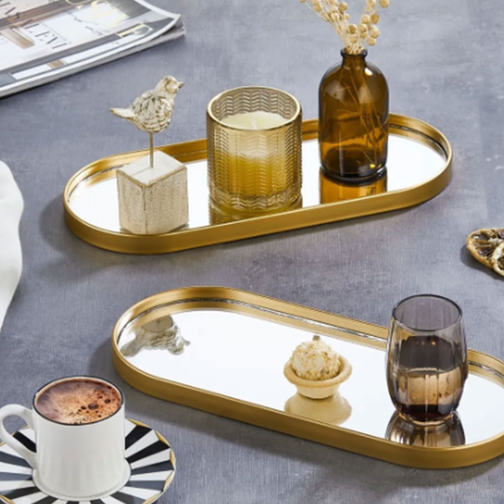 Gold Leila Oval Dekoratif Sunumluk