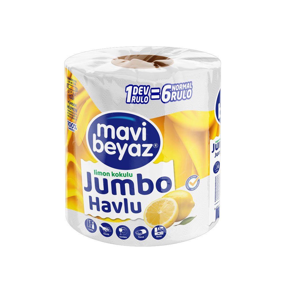 Mavi Beyaz Jumbo Limon Kokulu Kağıt Havlu