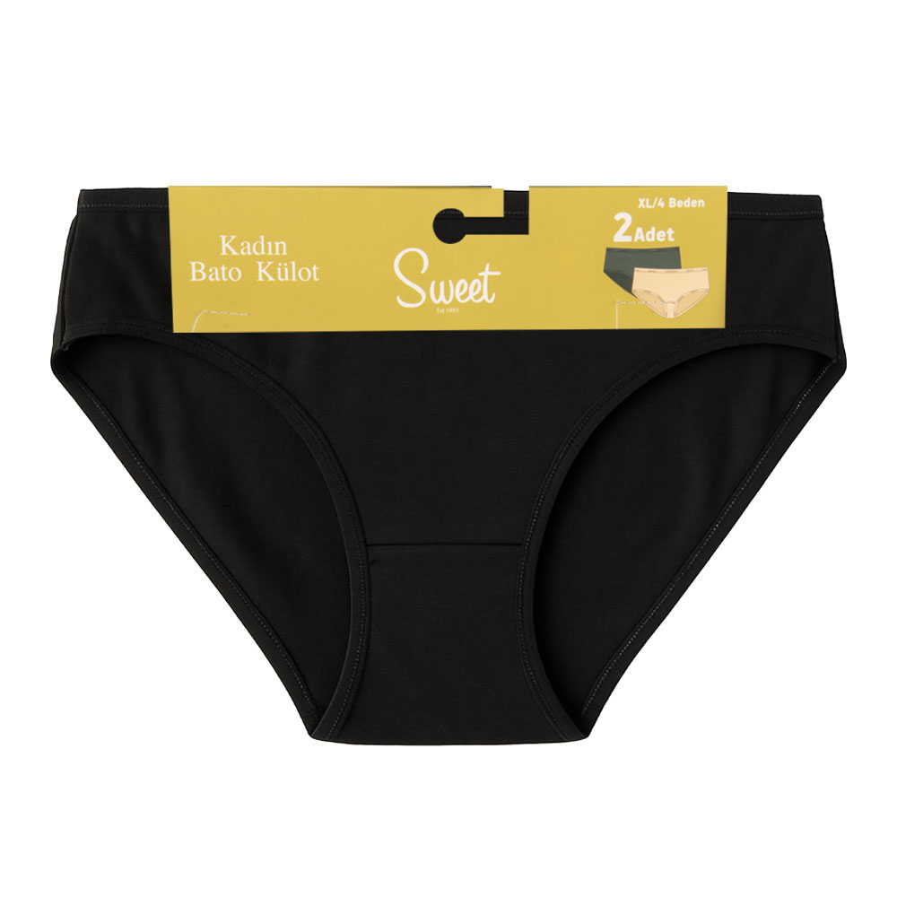 Sweet Socks 2'li Kadın Külot - Siyah