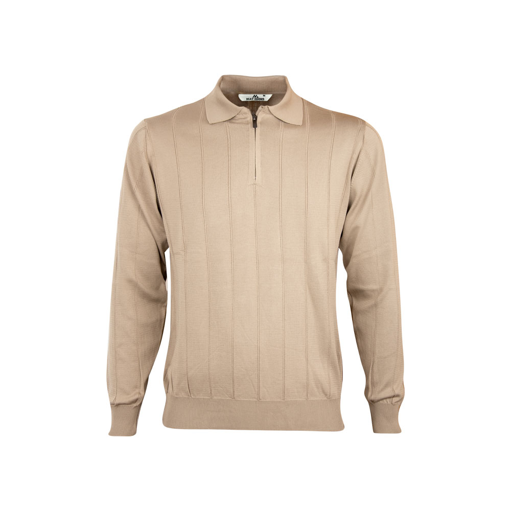 My Joons Erkek Dik Desenli Triko Kazak Krem