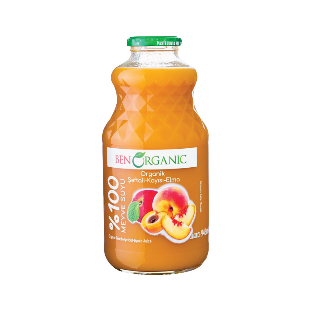 Benorganic Organik Şeftali Kayısı-Elma Suyu 946 Ml