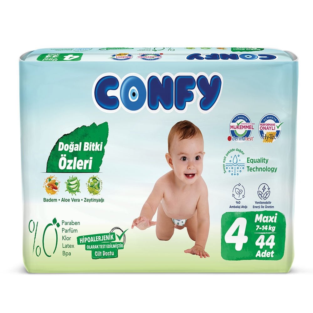 Confy 4 Numara Maxi 44 lü Bebek Bezi 7-14 Kg